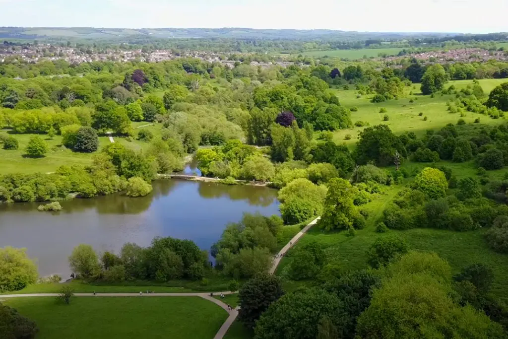 Aerial view of Mote Park in Maidstone