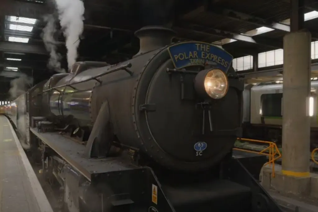 the polar express train in Kent powering up