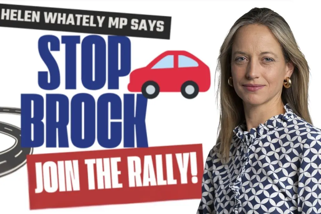 MP Helen Whately stop brock rally poster