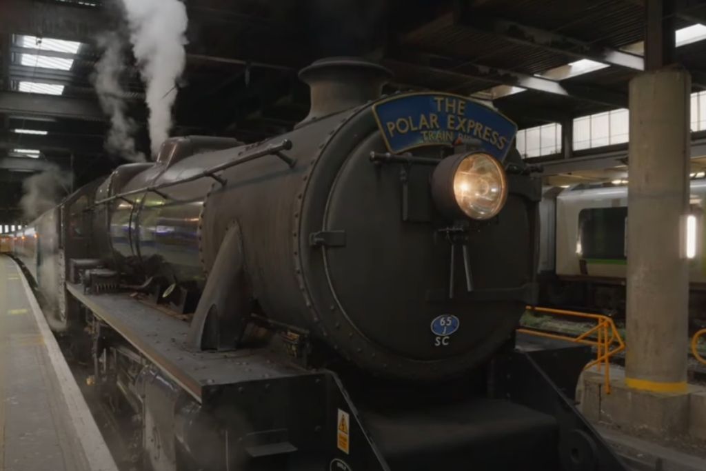 the polar express train in Kent powering up